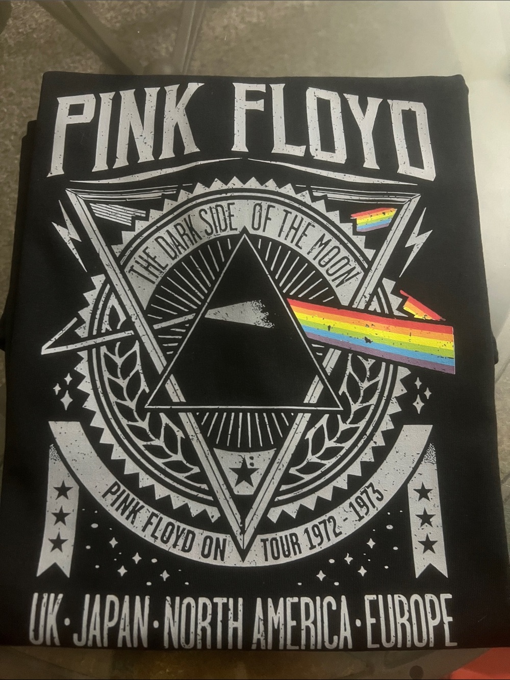 Pink Floyd Black Tee with Rainbow Prism Accent - Picture 1 of 3